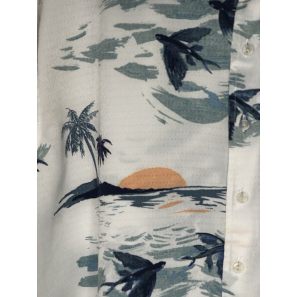 Croft and Barrow mens XL easy care polyester Hawaiian shirt  Stingrays - Picture 6 of 12